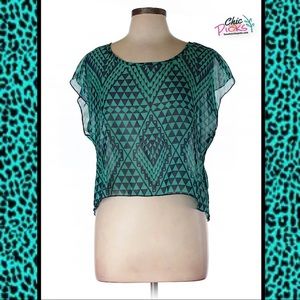 Belle de Jour sheer blouse w Lace back